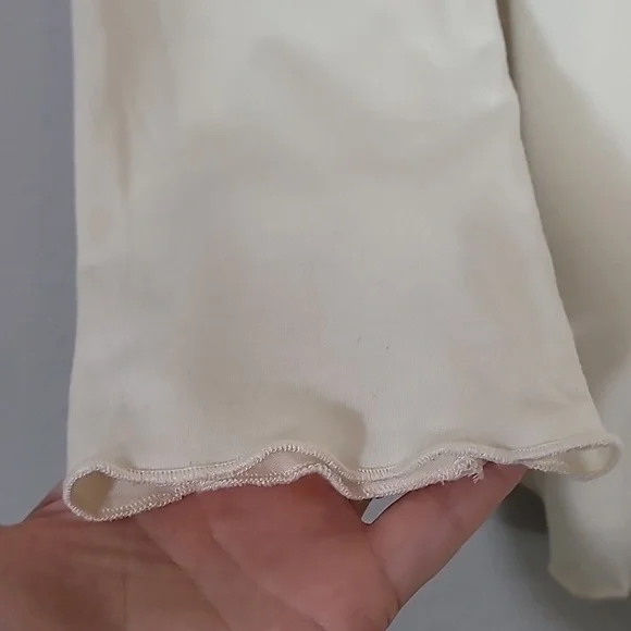 Y2K Fredericks Of Hollywood Babydoll Long Sleeve Top Size S White VNeck Fitted - Picture 5 of 12